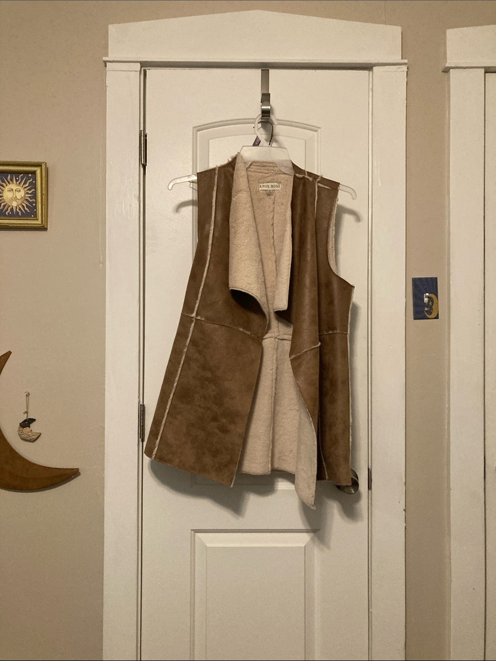 Knox Rose Brown Faux-Suede Shearling-Lined Vest
